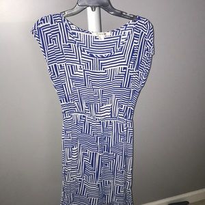 Striped pattern blue and white dress